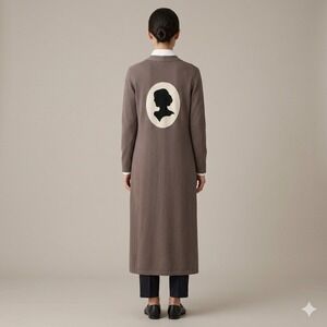 Amber Hagen Cashmere Blend Longline Cardigan Silhouette Cameo Brown Size Small